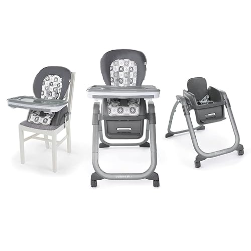 ingenuity SmartServe 4 in 1 Full Size Convertible Baby Toddler High Chair and Booster Seat with Swing-Out Tray, Harness and Washable Seat Pad, Clayton