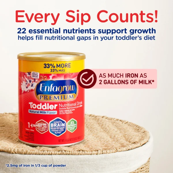 Enfagrow PREMIUM Toddler Nutritional Drink - Natural Milk Flavor Powder - 32 oz 907g