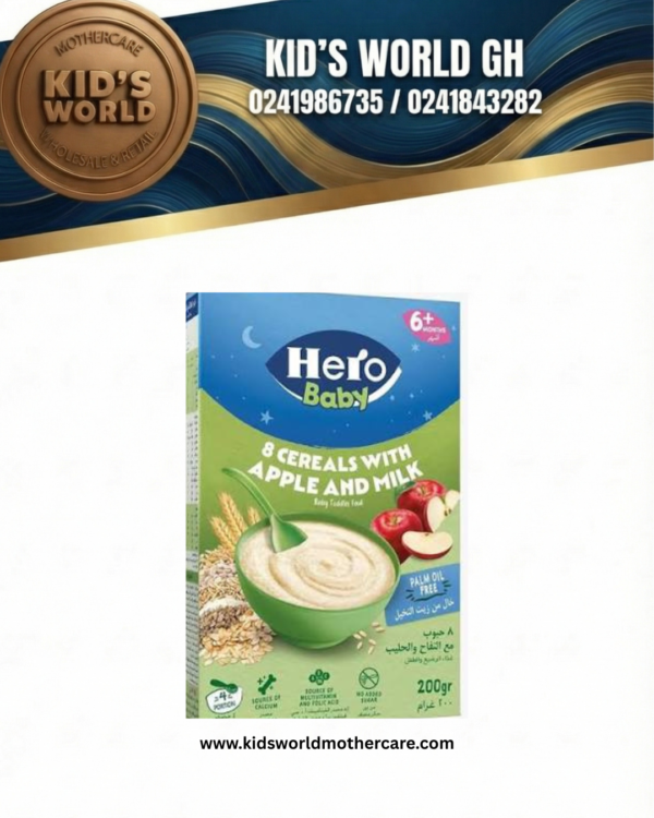 Hero Baby Cereal 200g- 8 cereals with Apple and milk (6m+)