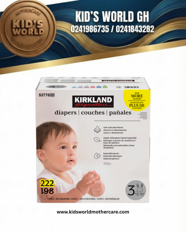 Kirkland Signature Diapers Size 3 (7kg-13kg) 222 Count