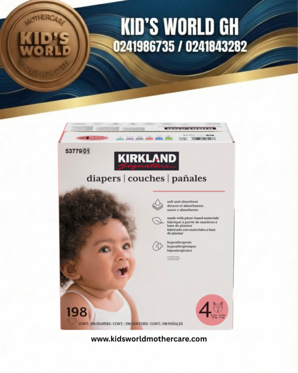 Kirkland Signature Diapers, Size 4 (198 Count) 10-17kg