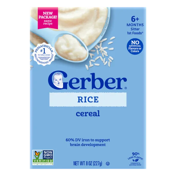 Gerber Single Grain Rice Baby Cereal (1st Foods / Supported Sitter)