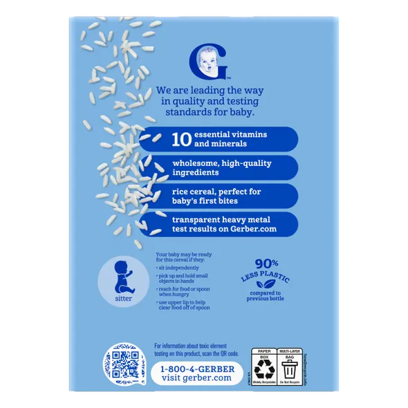 Gerber Single Grain Rice Baby Cereal (1st Foods / Supported Sitter)